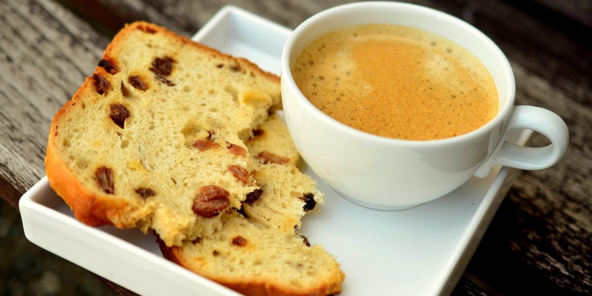 coffee, bread, food